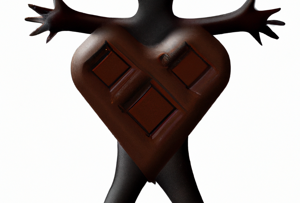 DALL·E 2023 01 17 14.39.12 dark chocolate BAR BODY heart digital art white background